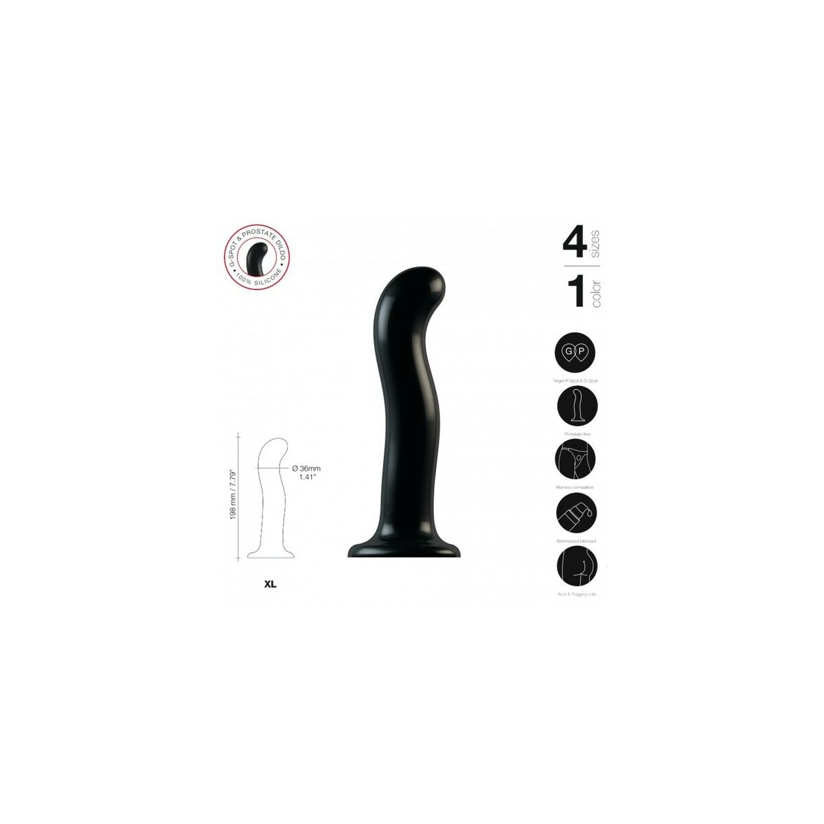 Dildo Strap-on-me POINT STIMULATOR Svart XL